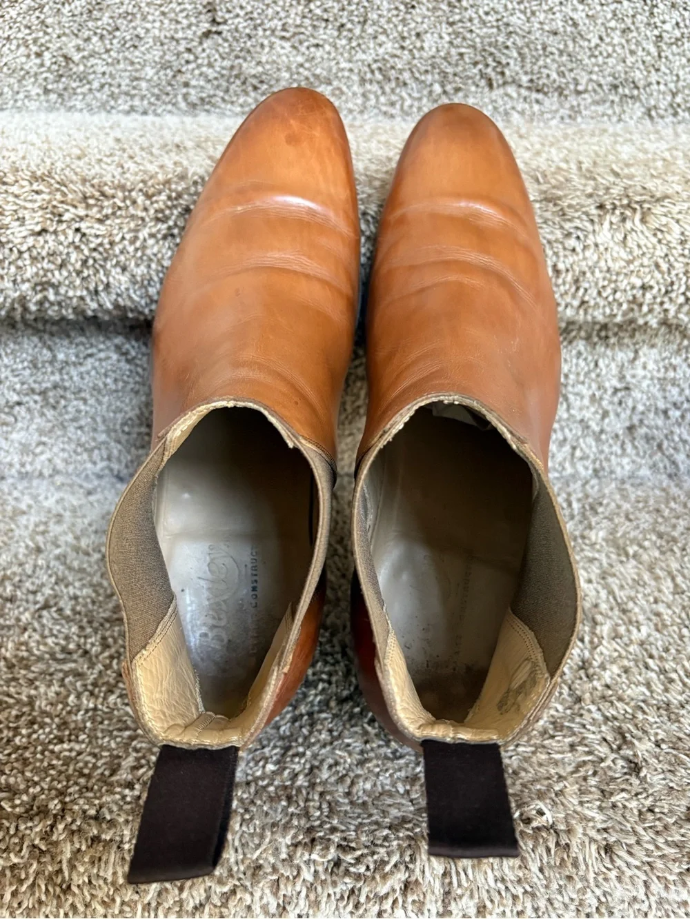 Bexley Cheyne Men's Tan Leather Chelsea Boots - Slip-On Dress Boot